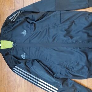 Mens Black Adidas Jacket Size Small Sliver stripe athletic Windbreaker